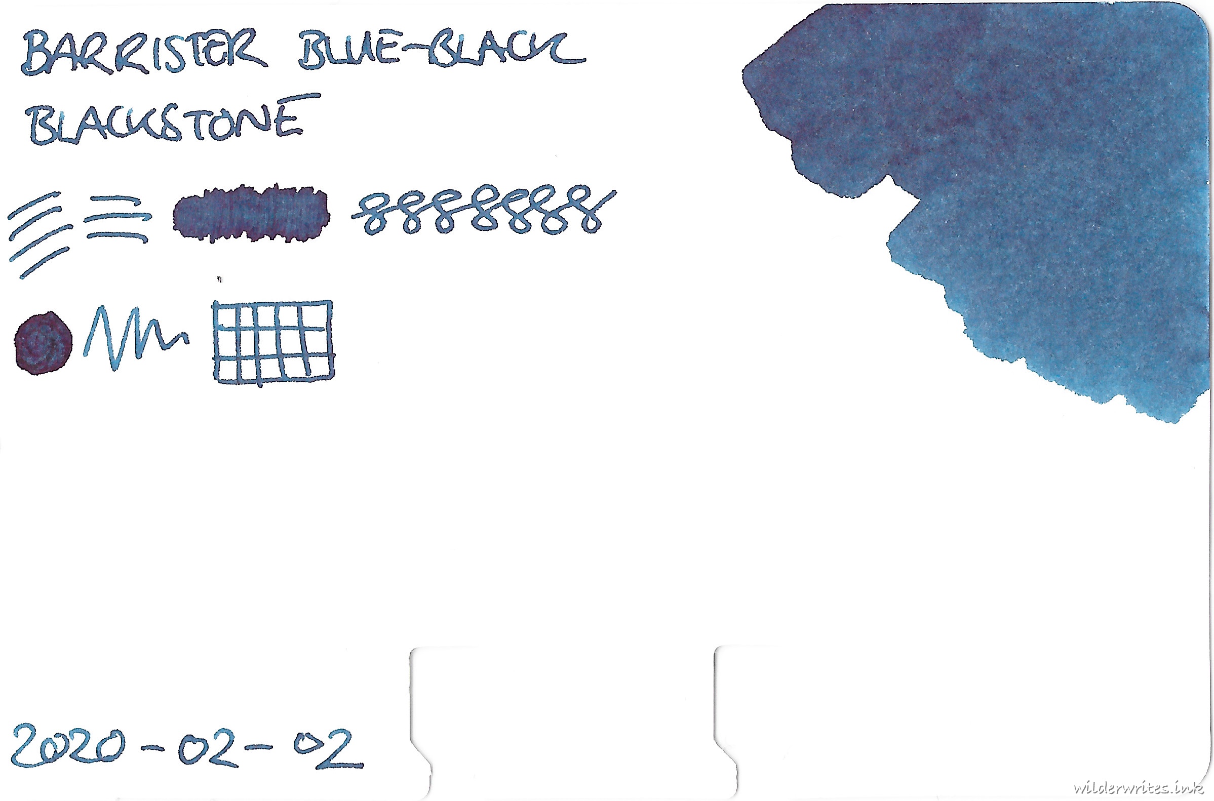 Blackstone Barrister Blue Black on Col-o-dex card