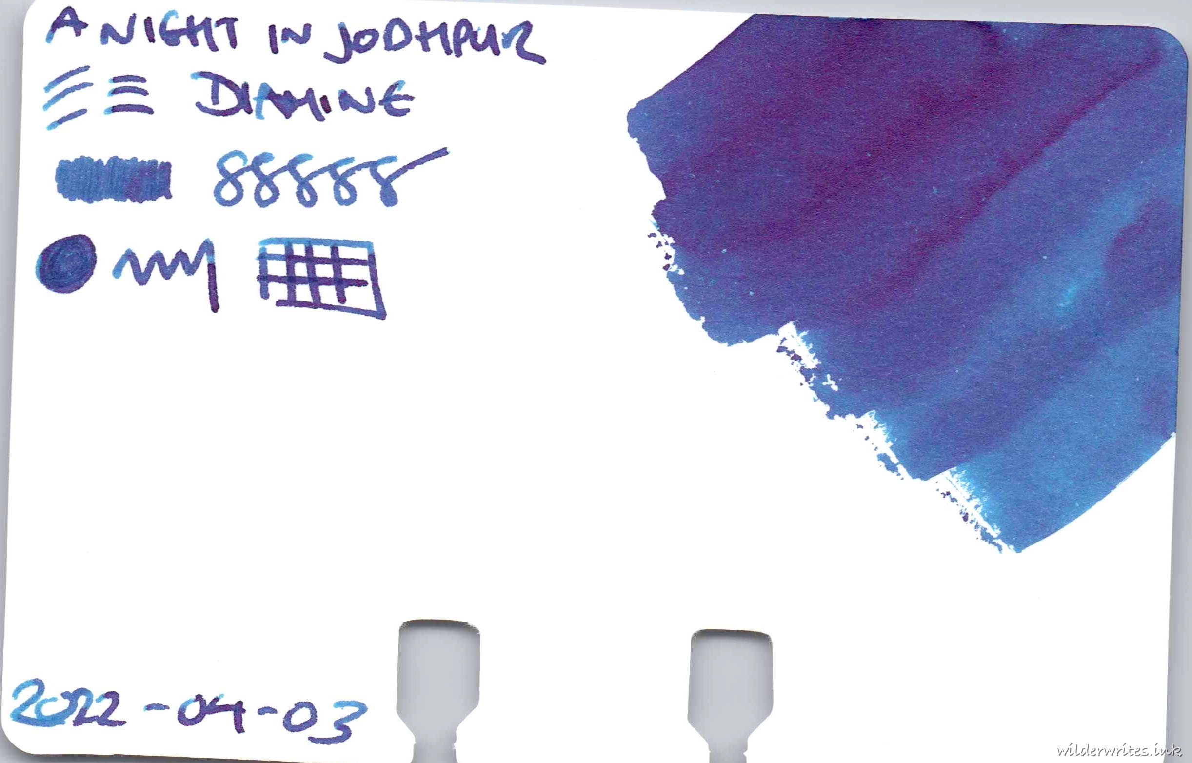 Diamine A Night In Jodhpur on Col-o-dex card