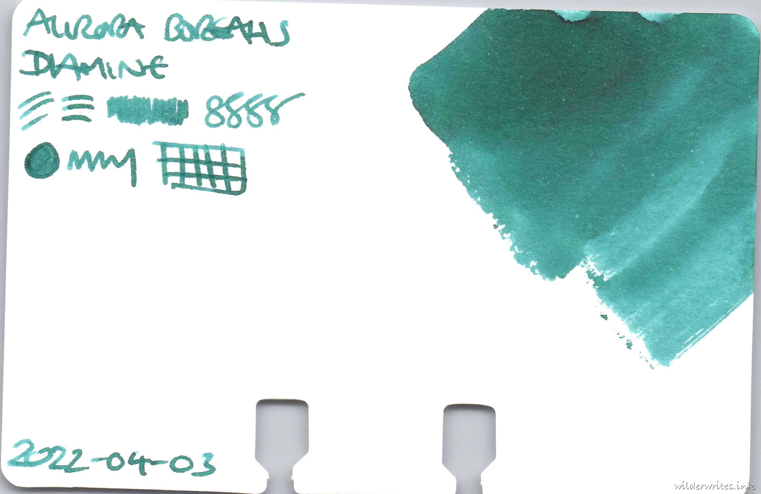 Diamine Aurora Borealis on Col-o-dex card