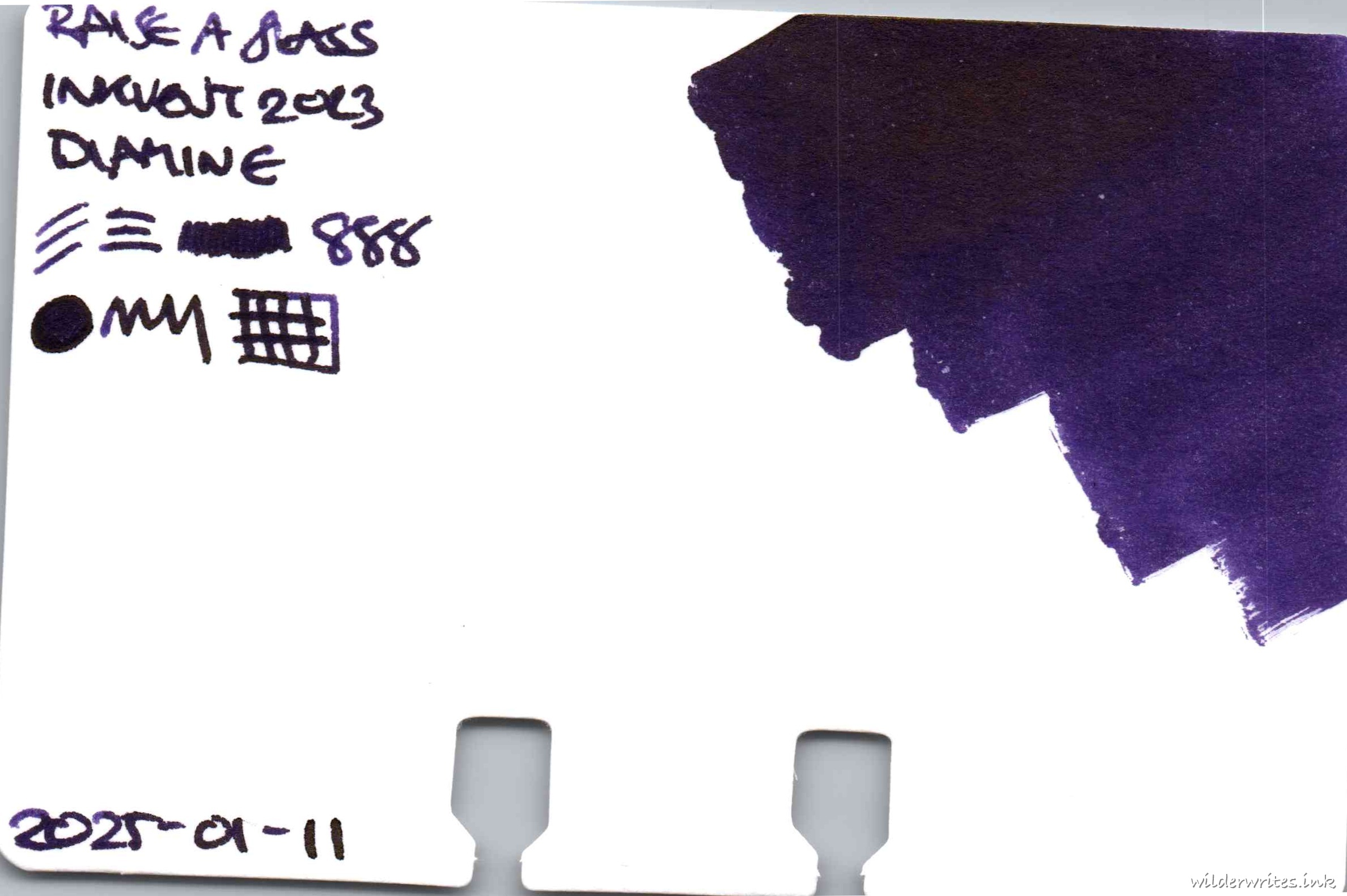 Diamine Inkvent 2023 Raise A Glass on Col-o-dex card