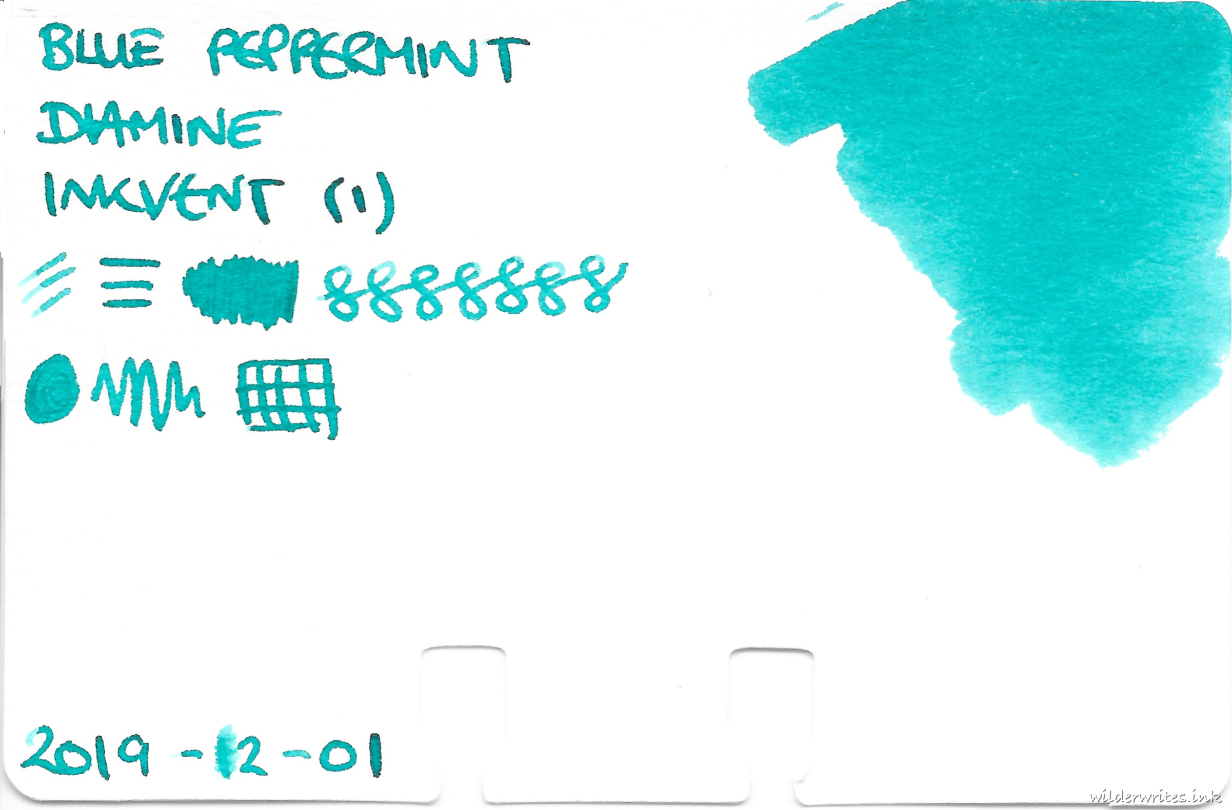 Diamine Inkvent Blue Peppermint on Col-o-dex card