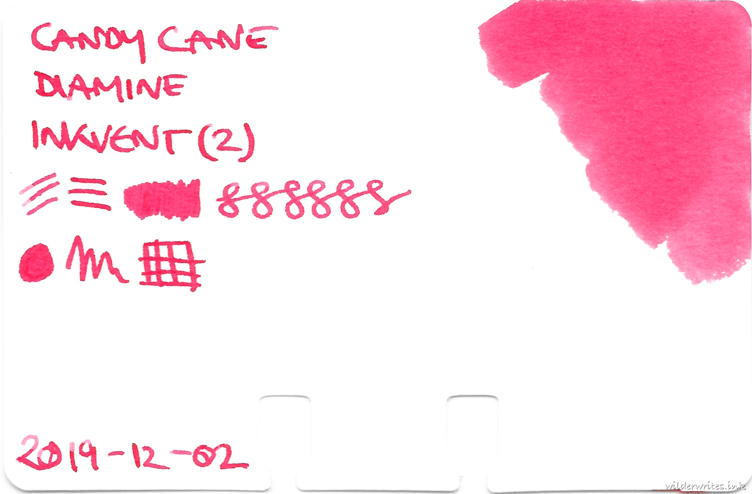 Diamine Inkvent Candy Cane on Col-o-dex card