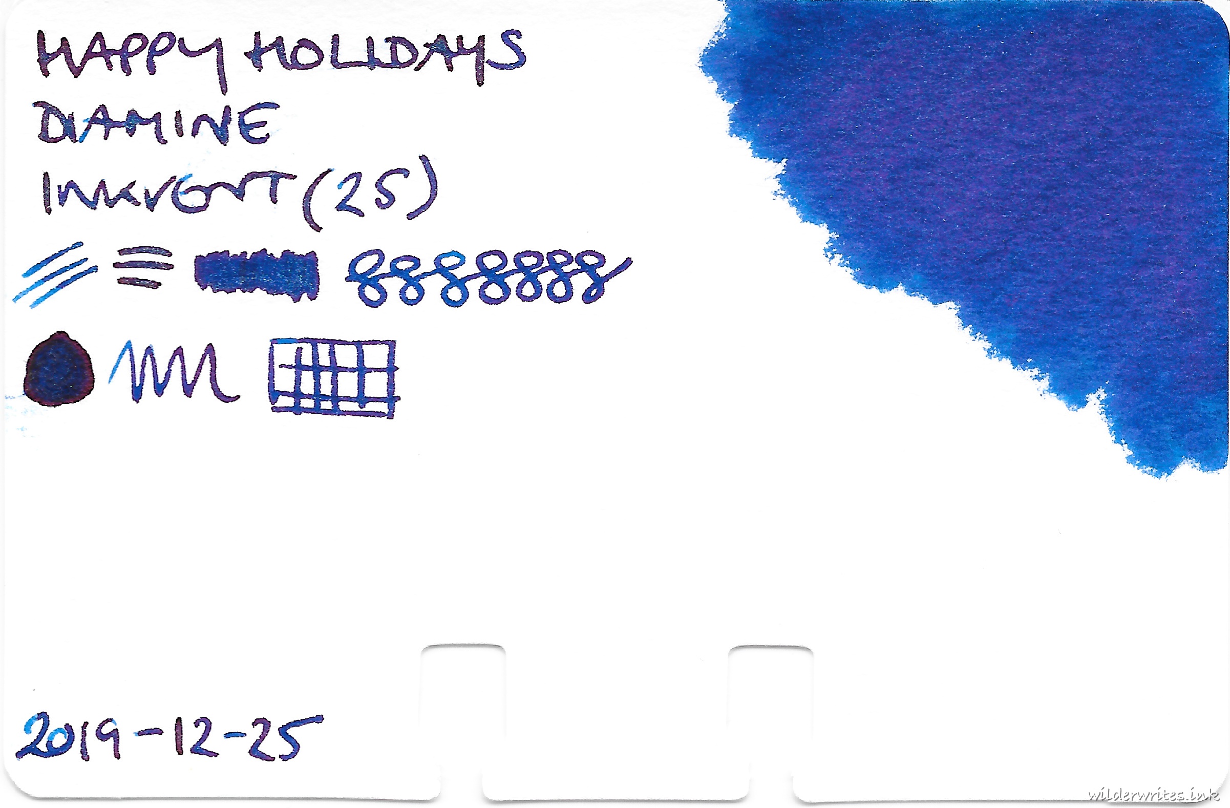 Diamine Inkvent Happy Holidays on Col-o-dex card