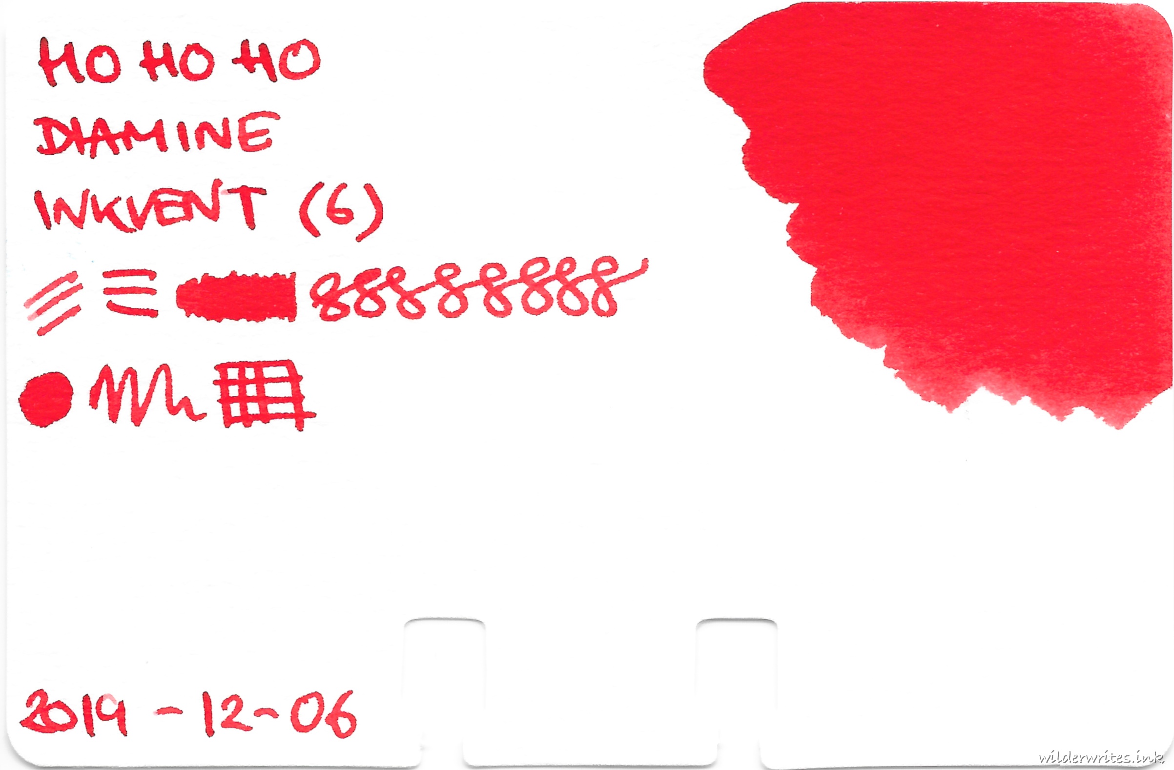 Diamine Inkvent Ho Ho Ho on Col-o-dex card