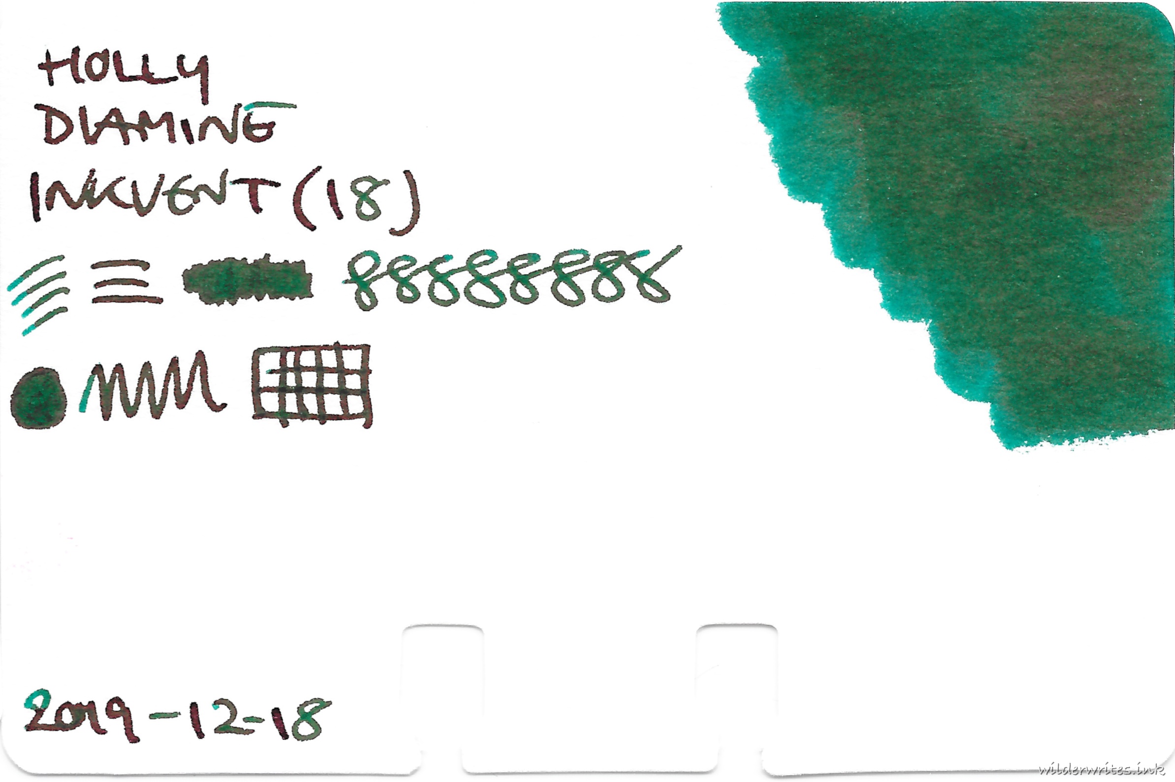 Diamine Inkvent Holly on Col-o-dex card