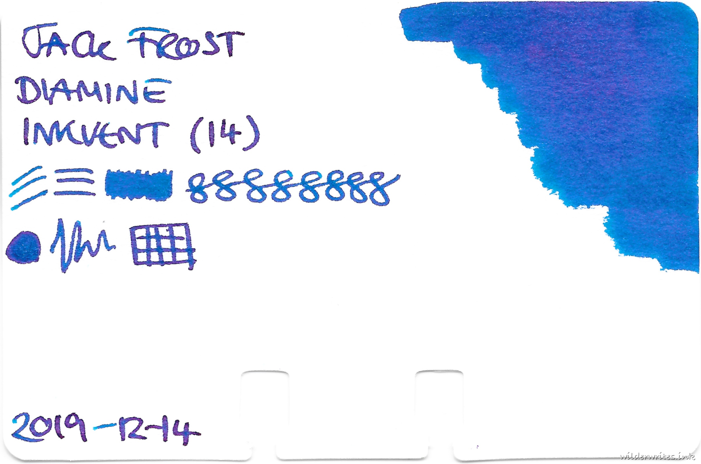 Diamine Inkvent Jack Frost on Col-o-dex card