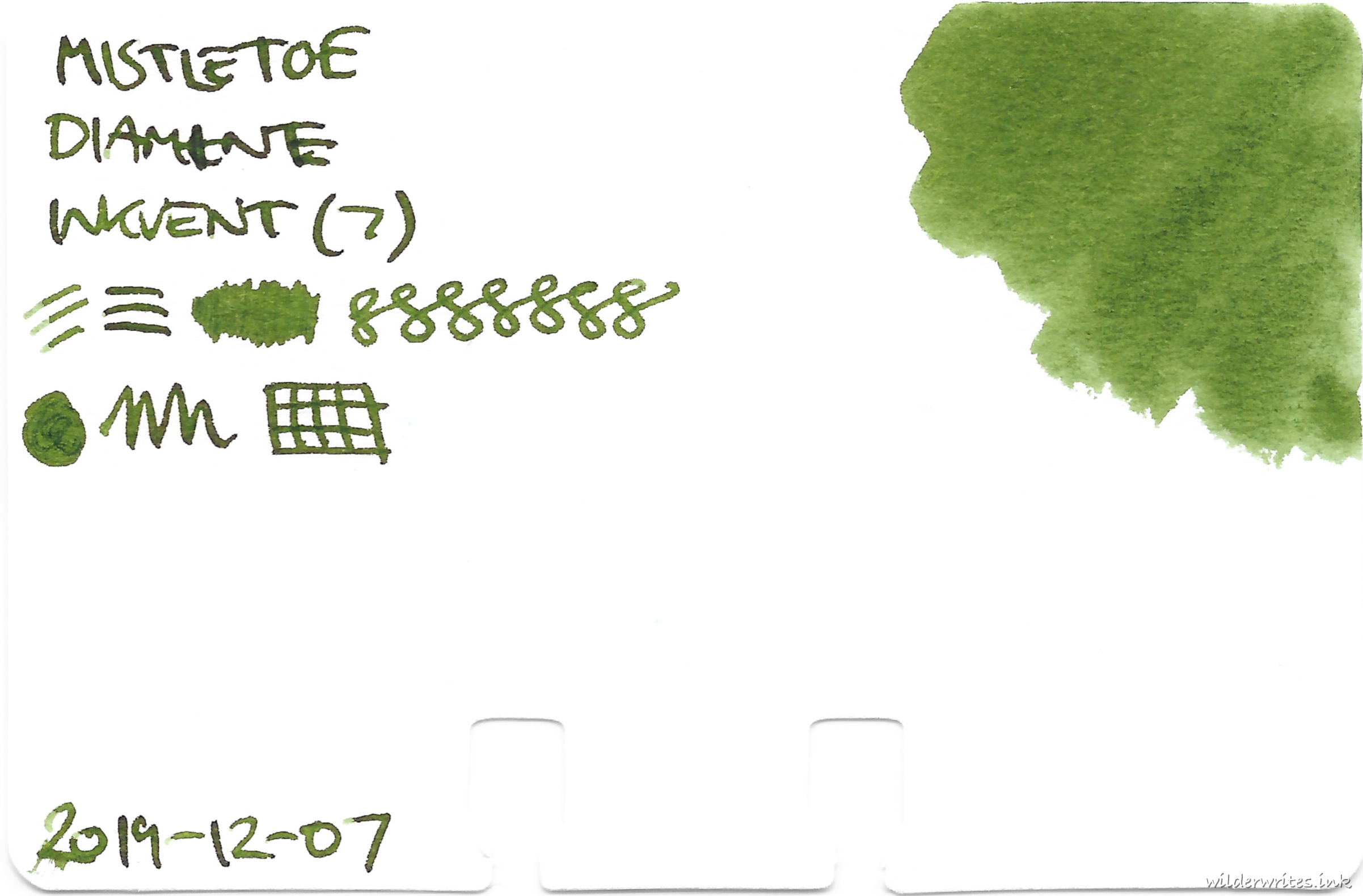 Diamine Inkvent Mistletoe on Col-o-dex card