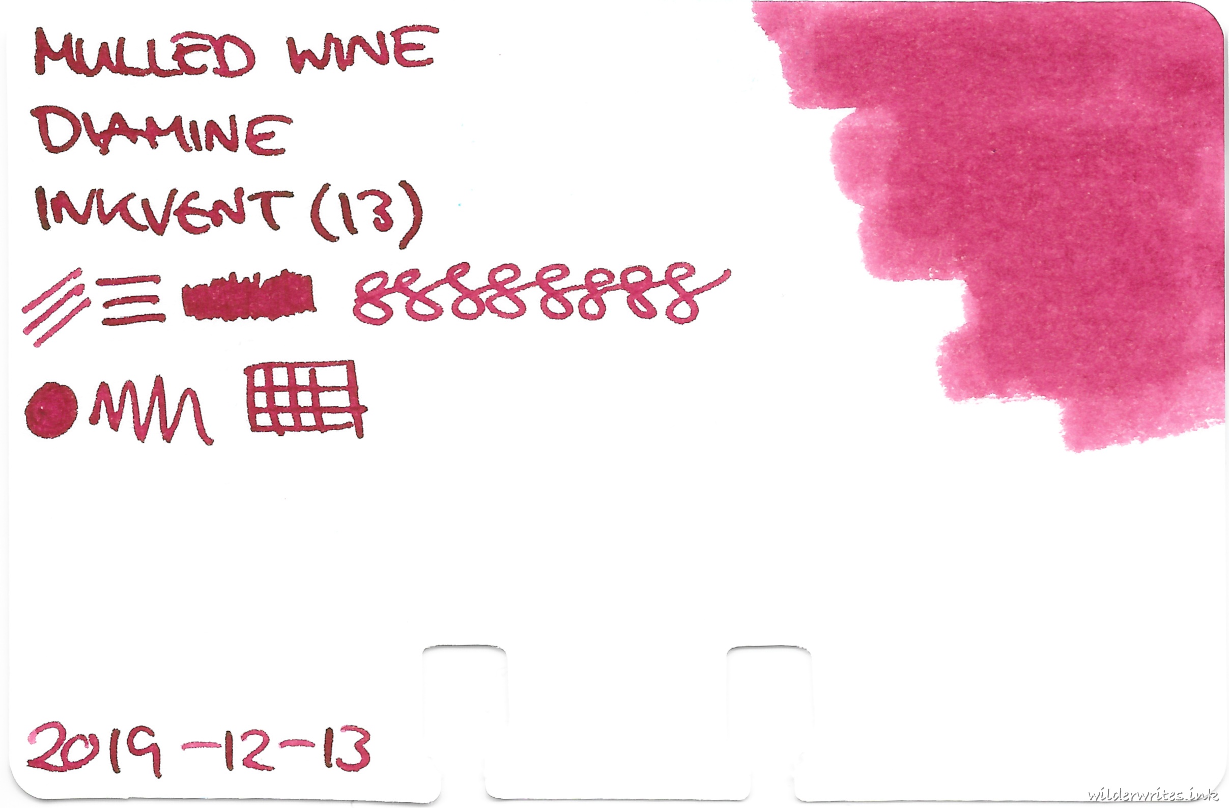 Diamine Inkvent Mulled Wine on Col-o-dex card