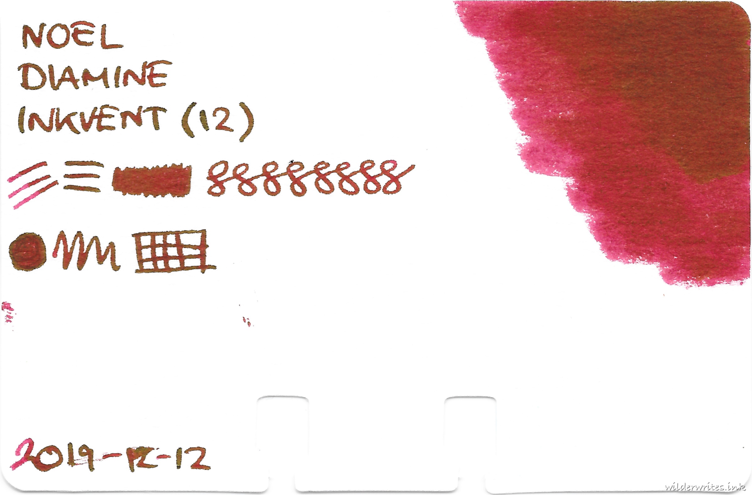 Diamine Inkvent Noel on Col-o-dex card