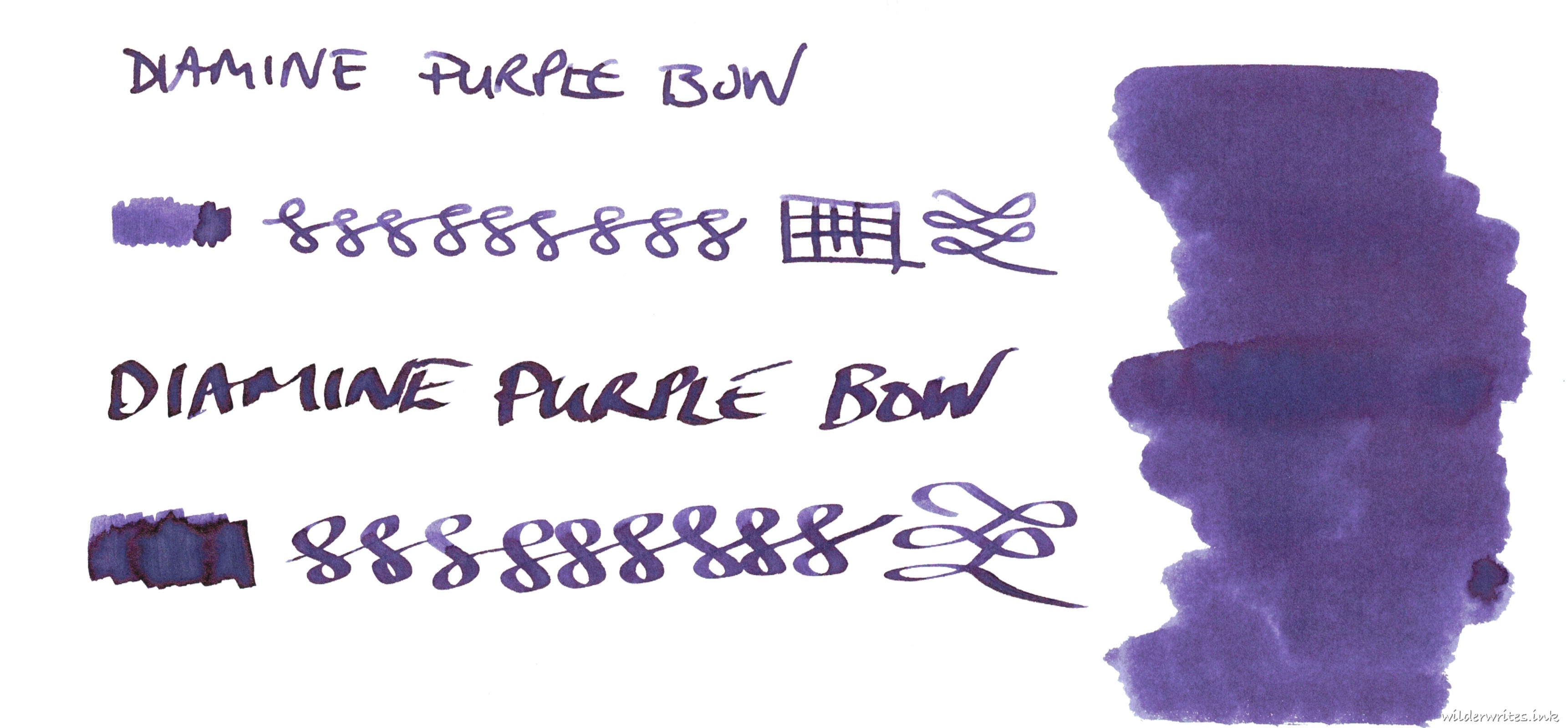 Diamine Inkvent Purple Bow on Tomoe River (52gsm)