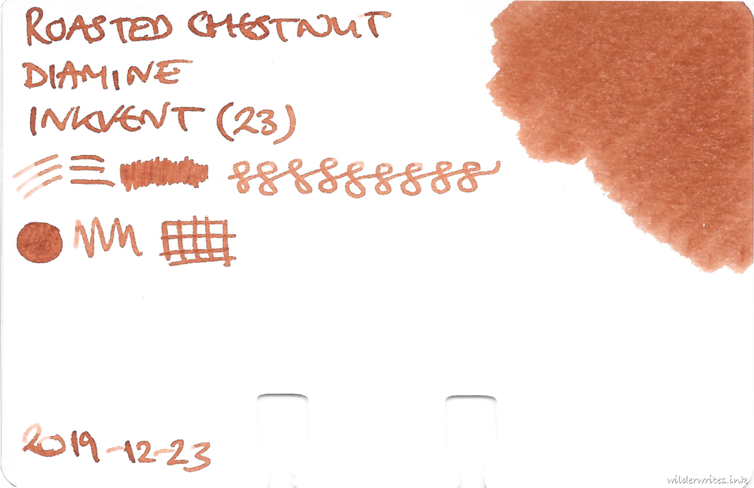 Diamine Inkvent Roasted Chestnut on Col-o-dex card