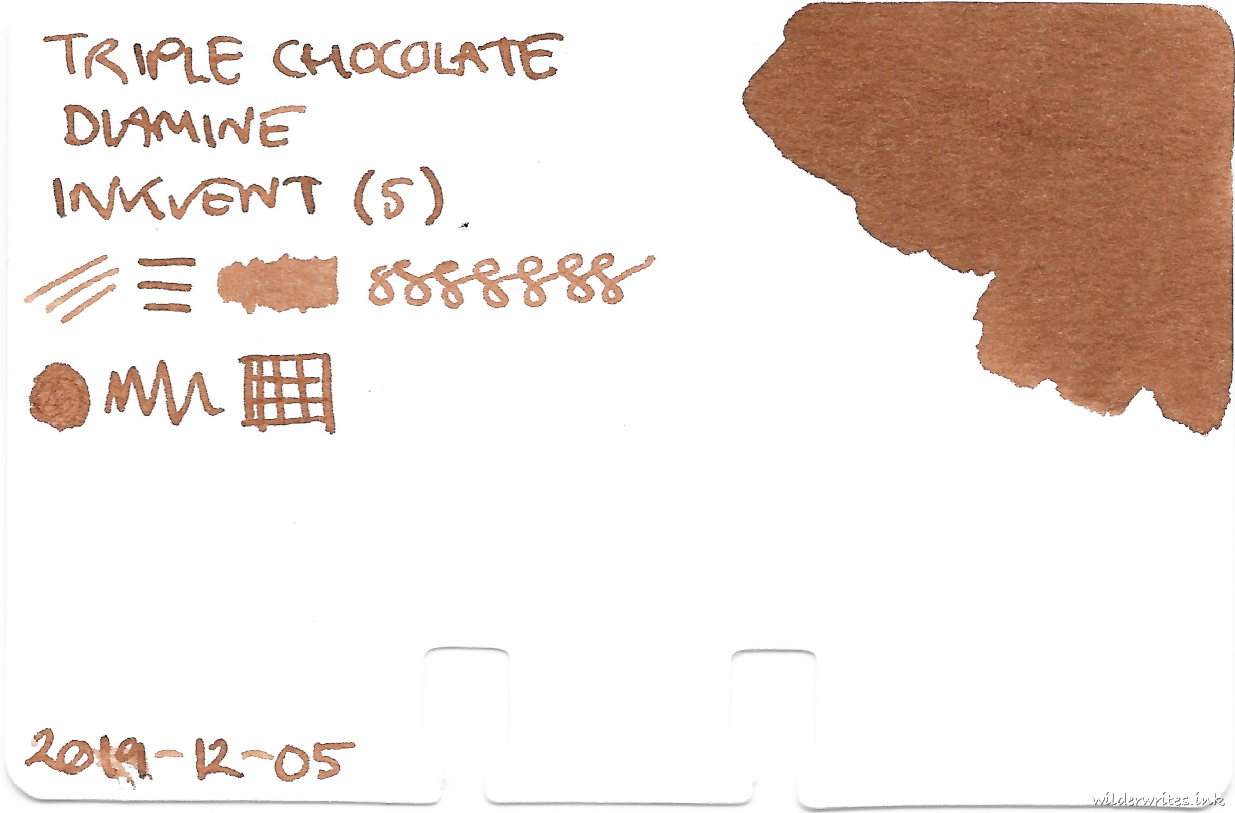 Diamine Inkvent Triple Chocolate on Col-o-dex card