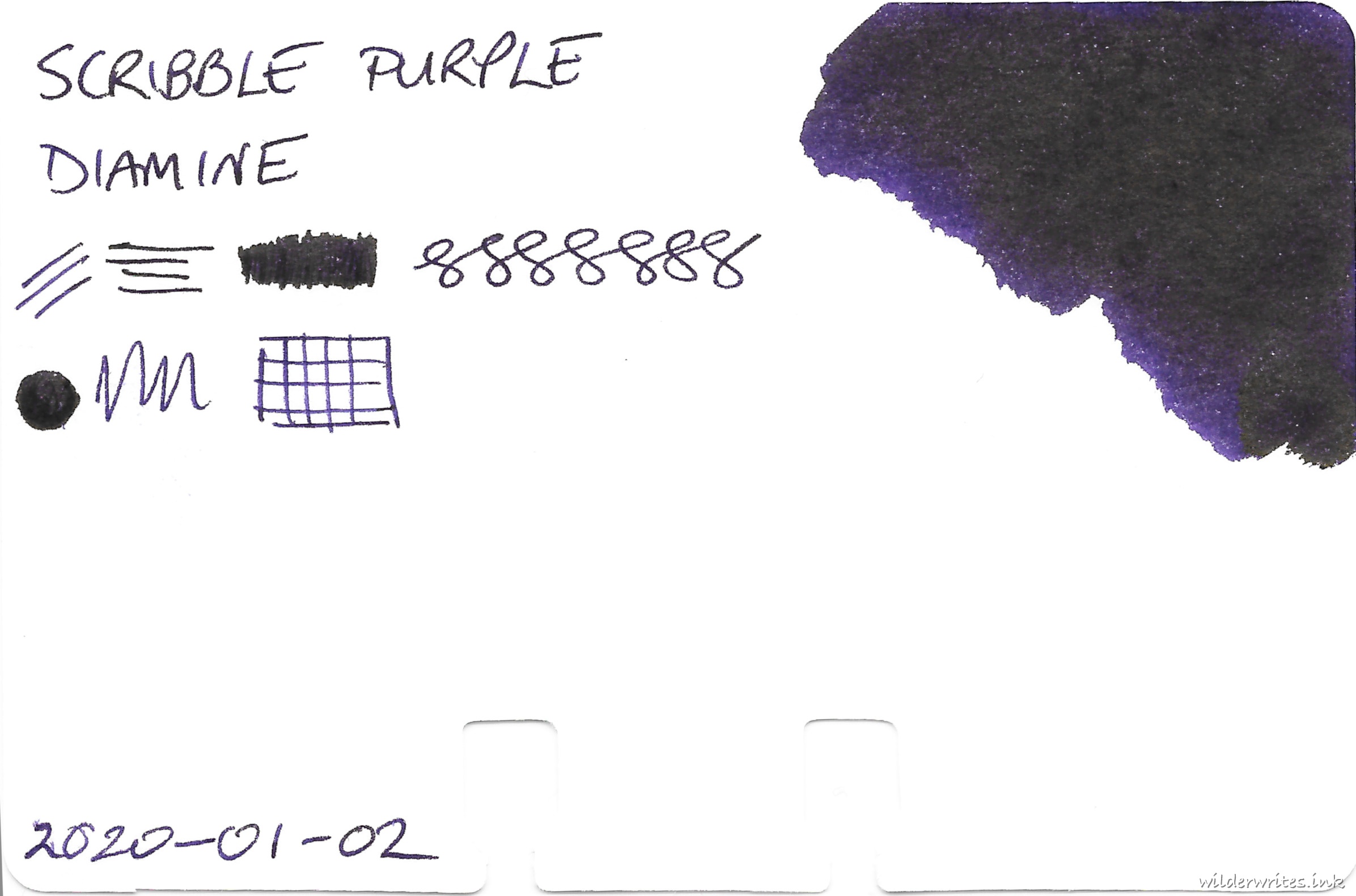 Diamine Scribble Purple on Col-o-dex card