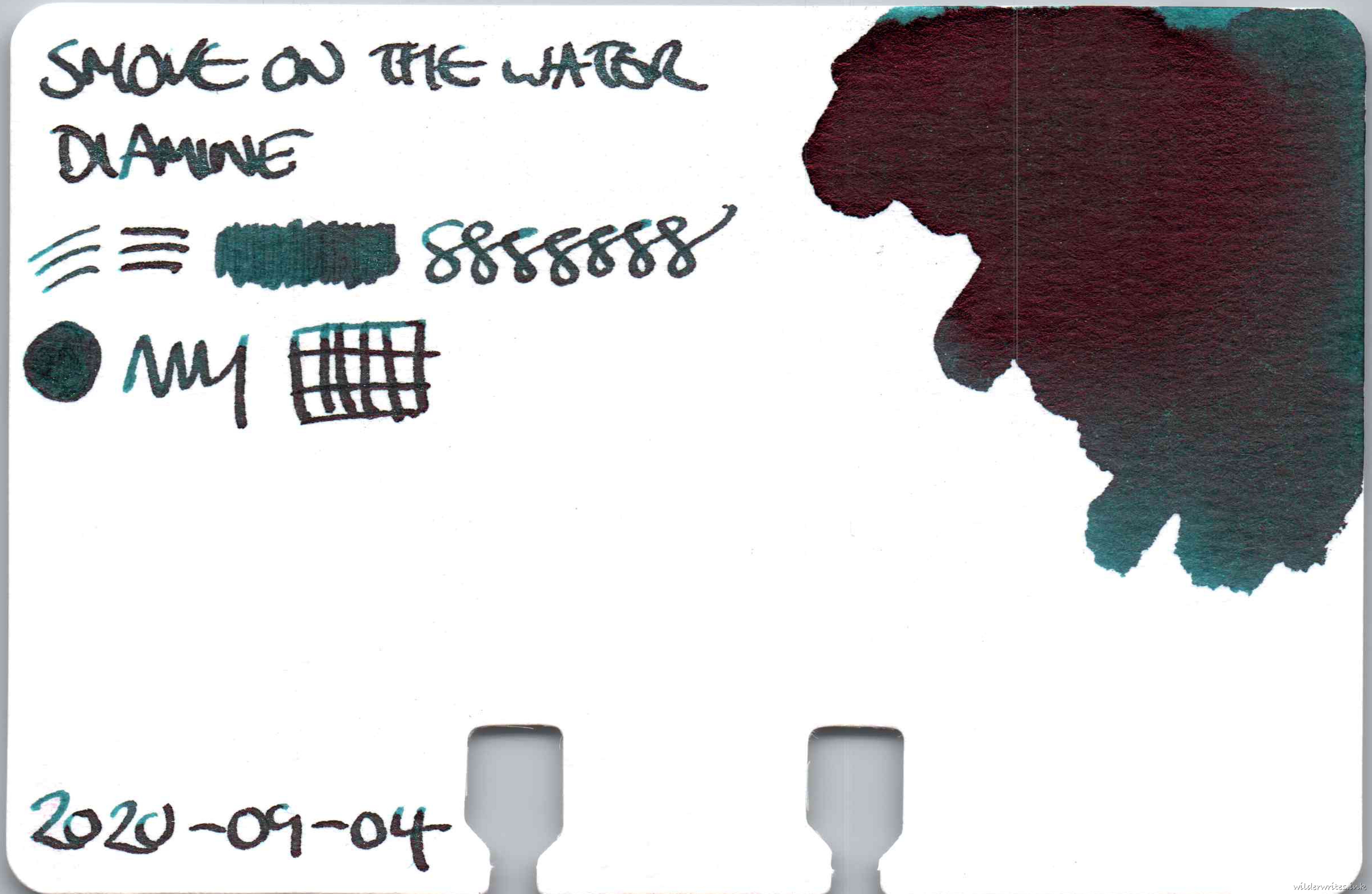 Diamine Smoke On The Water on Col-o-dex card