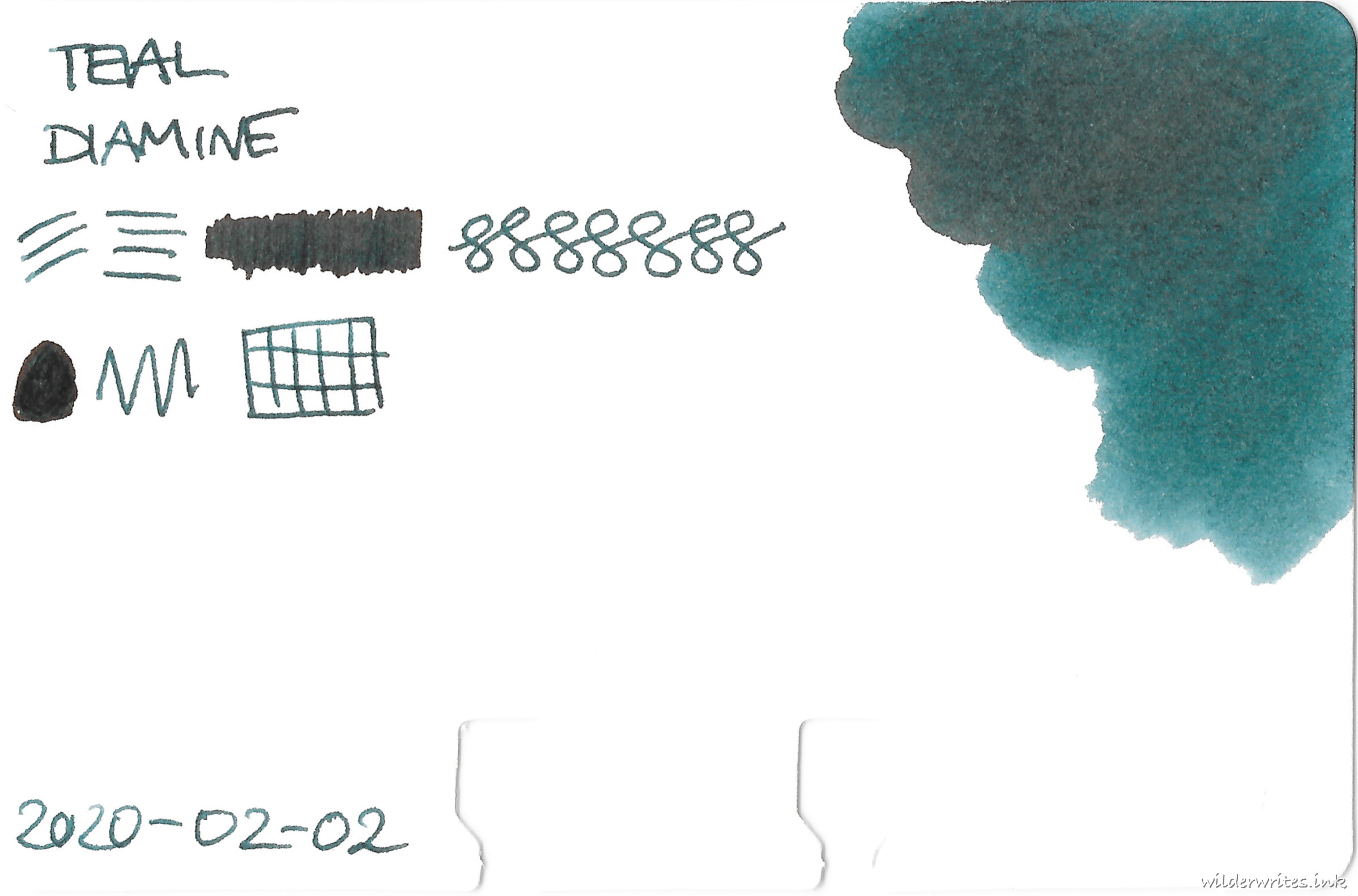 Diamine Teal on Col-o-dex card