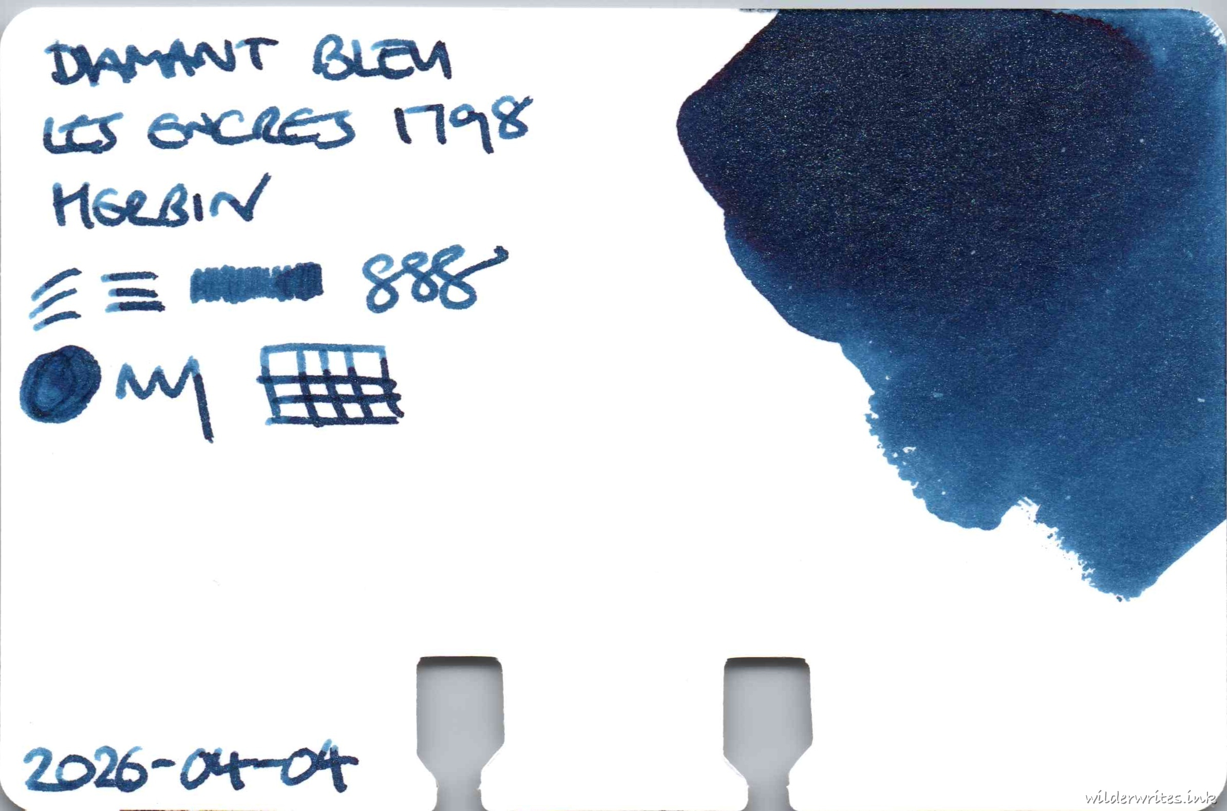 Herbin Les Encres 1798 Diamant Bleu on Col-o-dex card
