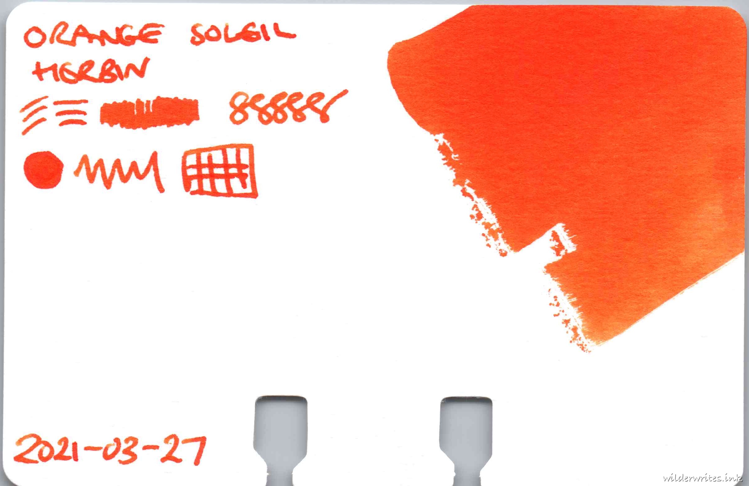 Herbin Orange Soleil on Col-o-dex card