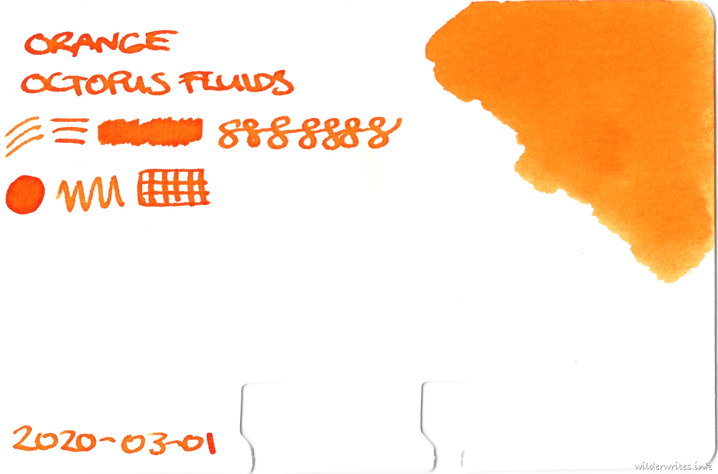 Octopus Fluids Orange on Col-o-dex card