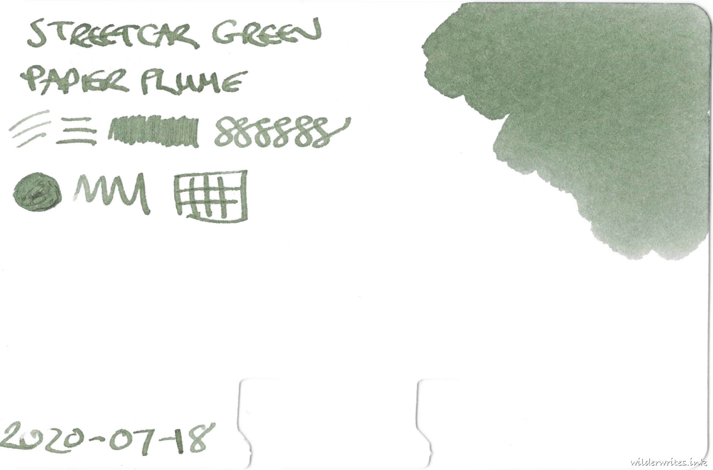 Papier Plume Streetcar Green on Col-o-dex card