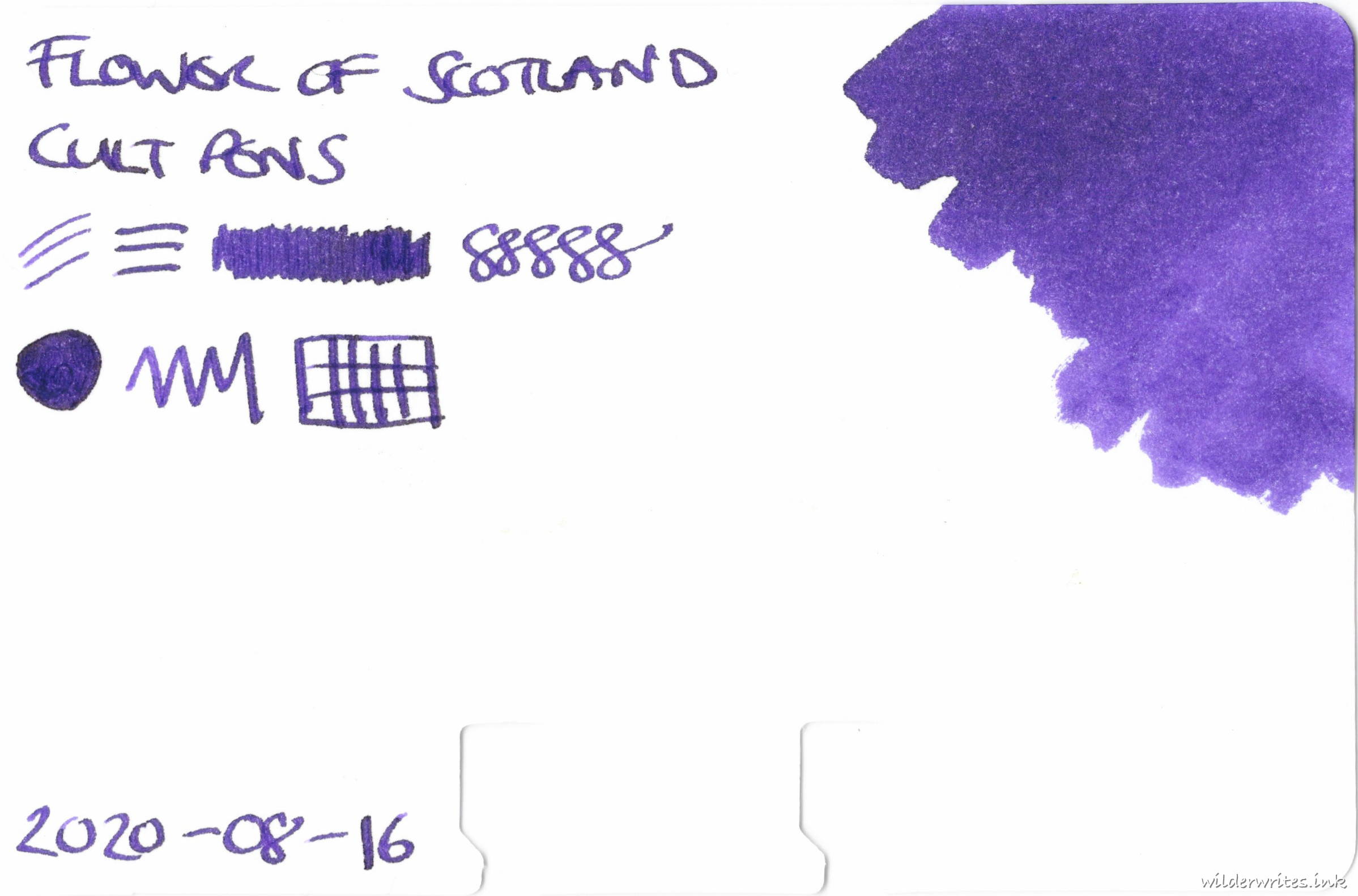 Pure Pens Flower Of Scotland on Col-o-dex card