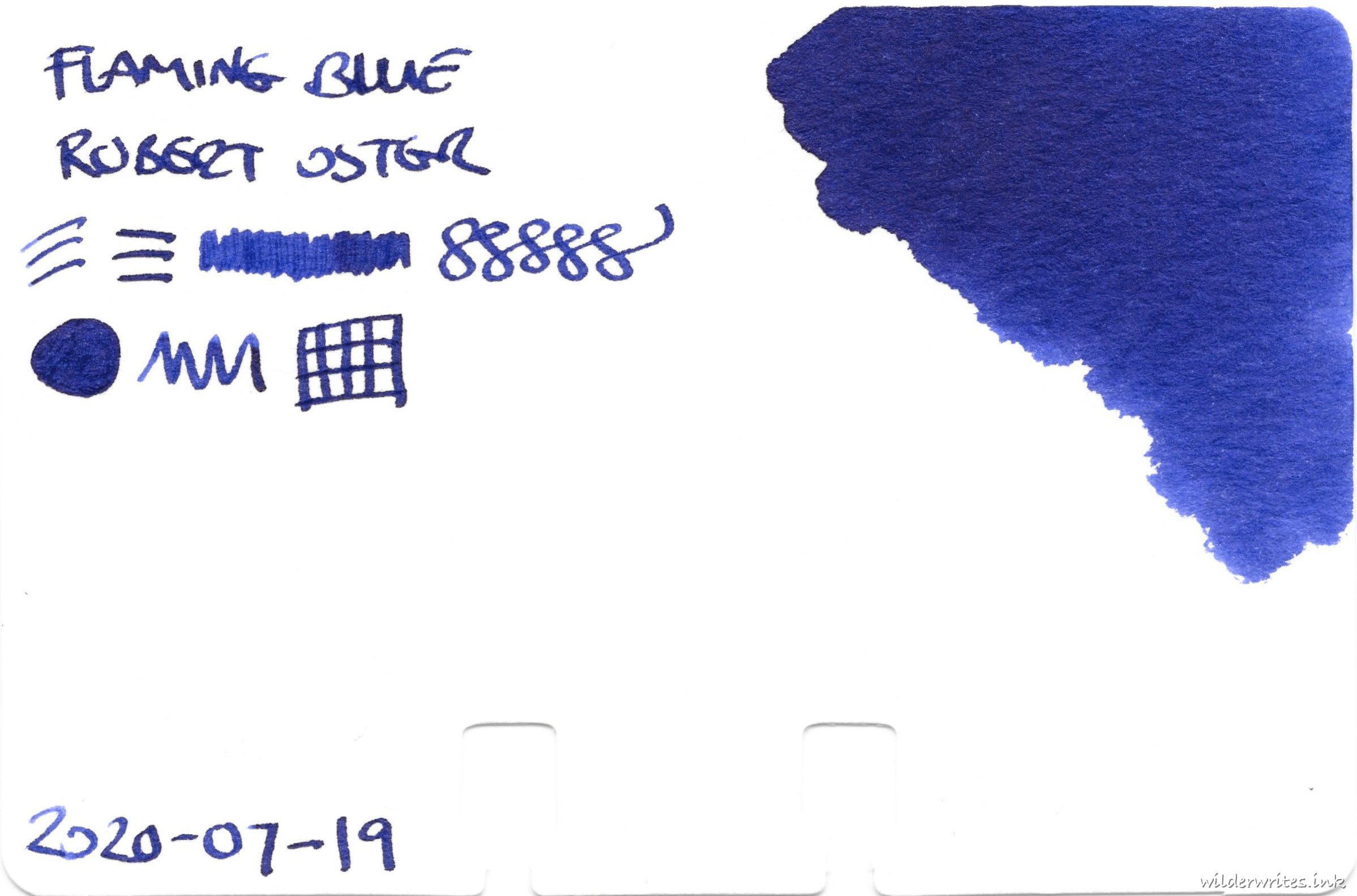 Robert Oster Flaming Blue on Col-o-dex card