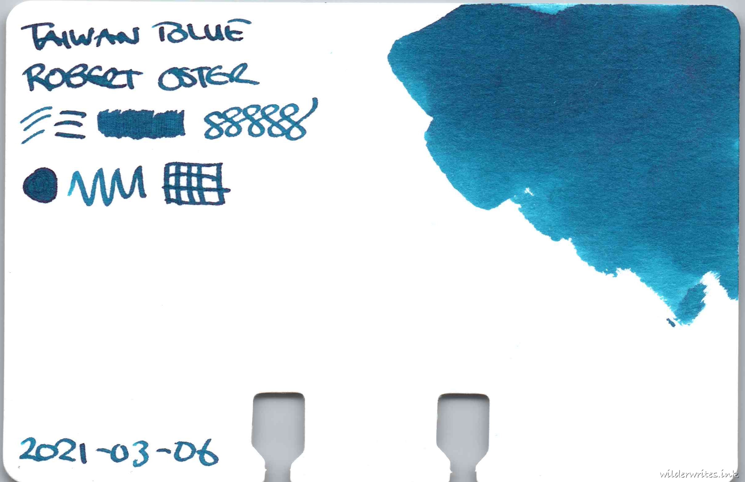 Robert Oster Taiwan Blue on Col-o-dex card