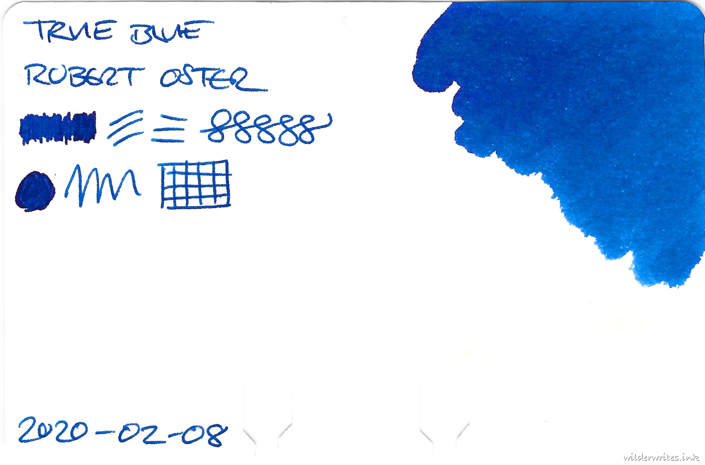 Robert Oster True Blue on Col-o-dex card