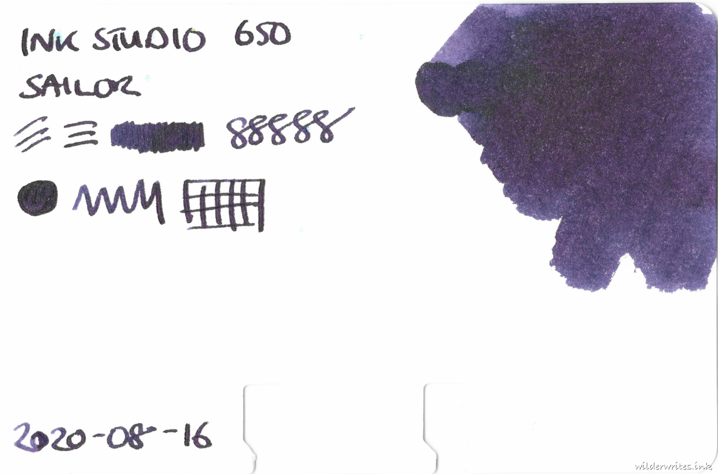 Sailor Ink Studio 650 on Col-o-dex card