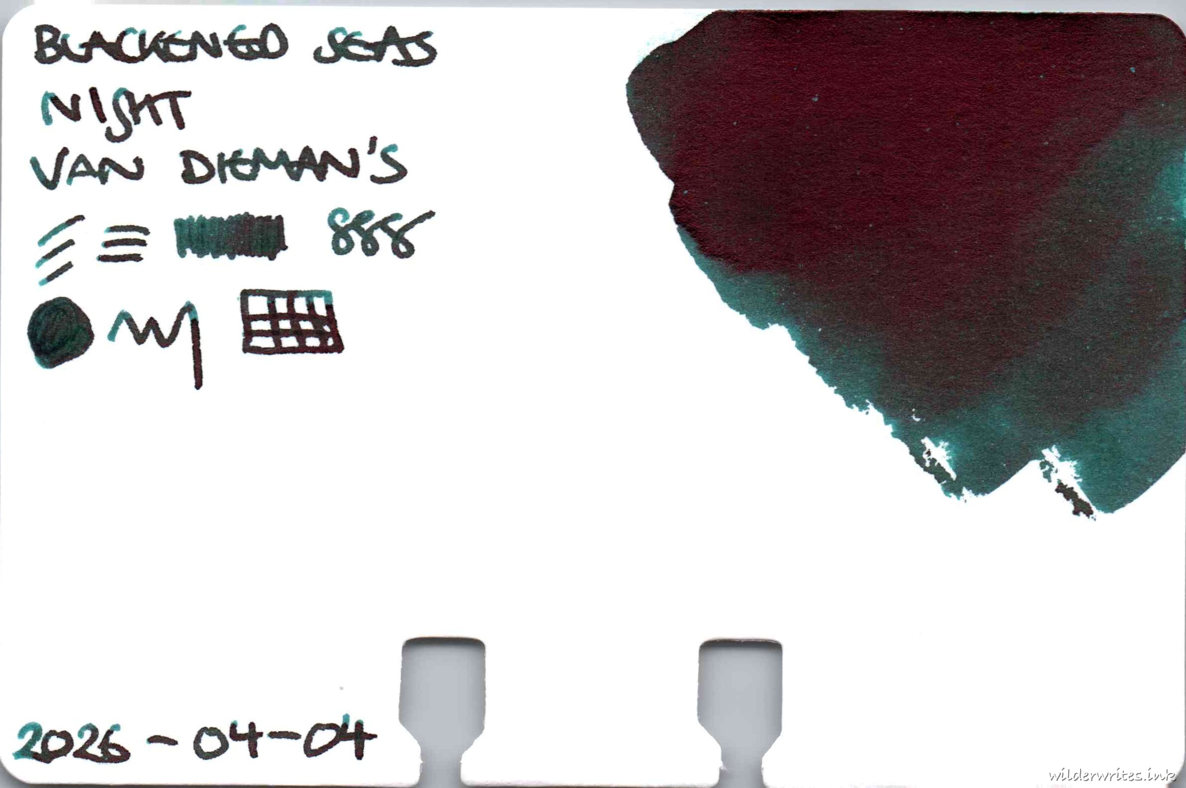 Van Dieman's Night Blackened Seas on Col-o-dex card