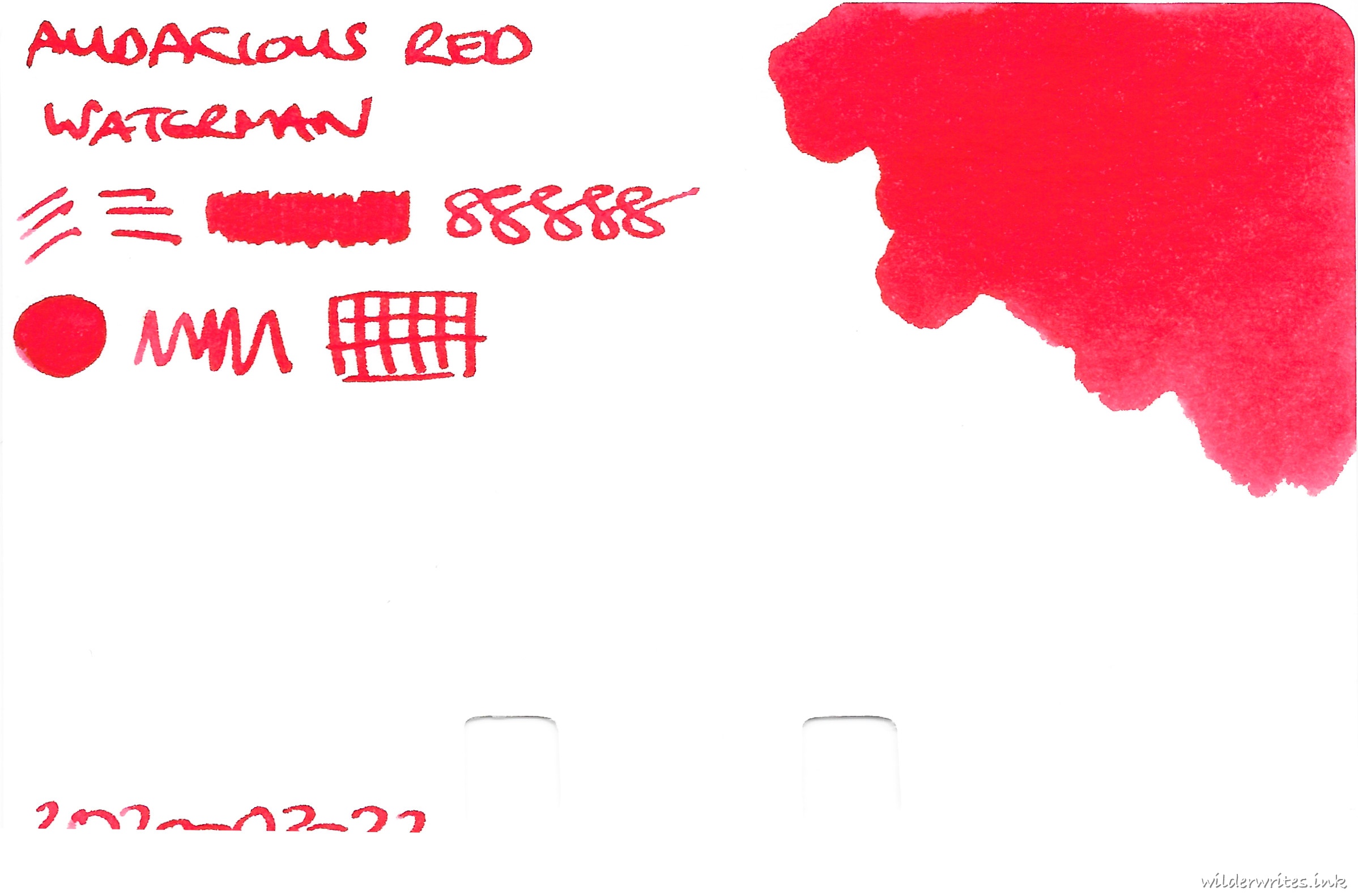 Waterman Audacious Red on Col-o-dex card