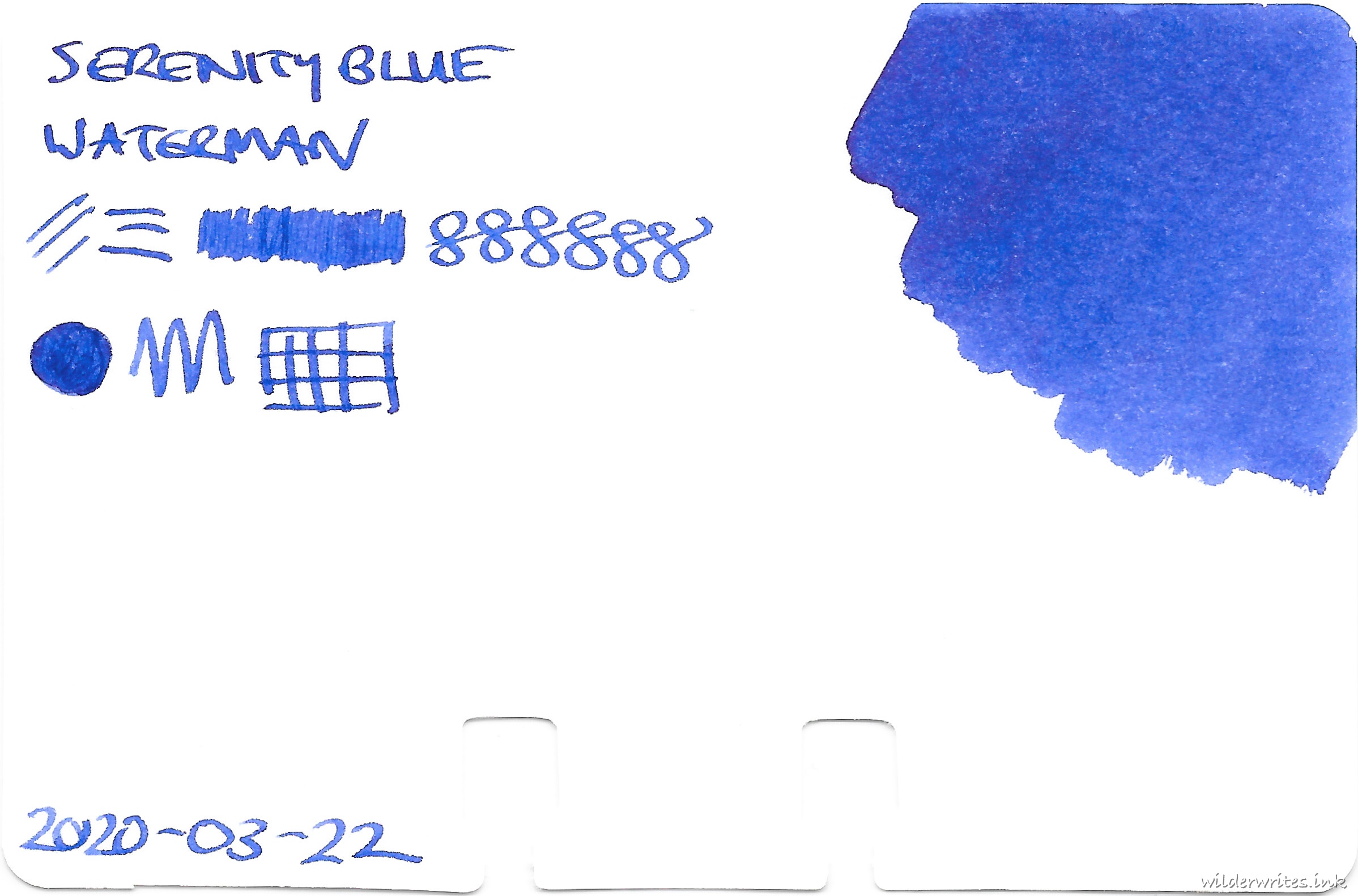 Waterman Serenity Blue on Col-o-dex card