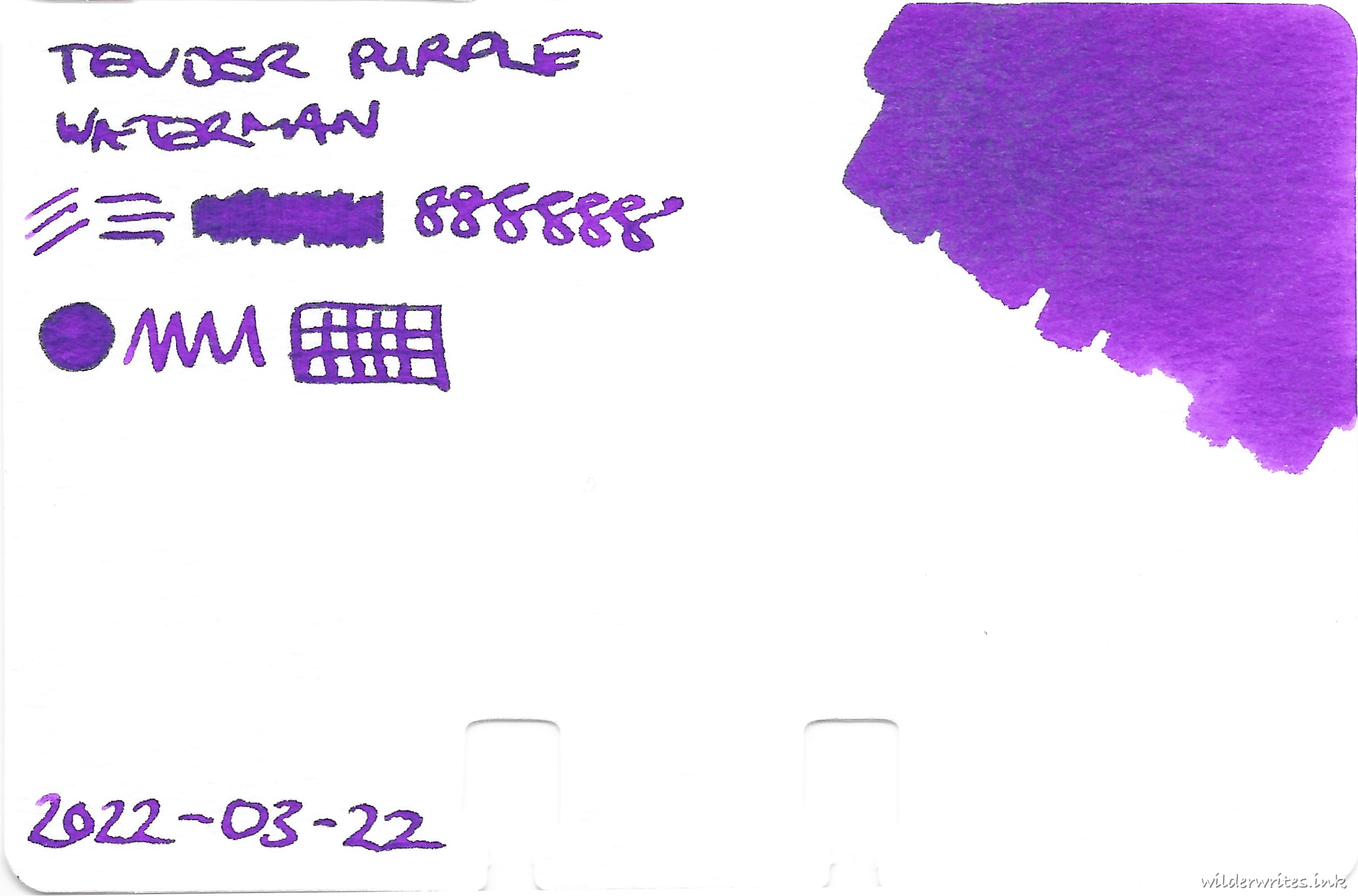 Waterman Tender Purple on Col-o-dex card